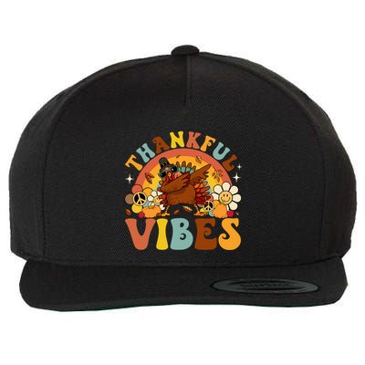 Groovy Thankful Vibes Dabbing Turkey Autumn Thanksgiving Gift Wool Snapback Cap