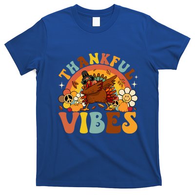 Groovy Thankful Vibes Dabbing Turkey Autumn Thanksgiving Gift T-Shirt