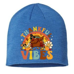 Groovy Thankful Vibes Dabbing Turkey Autumn Thanksgiving Gift Sustainable Beanie