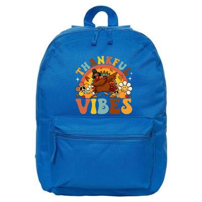 Groovy Thankful Vibes Dabbing Turkey Autumn Thanksgiving Gift 16 in Basic Backpack