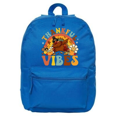 Groovy Thankful Vibes Dabbing Turkey Autumn Thanksgiving Gift 16 in Basic Backpack