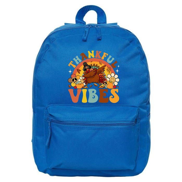 Groovy Thankful Vibes Dabbing Turkey Autumn Thanksgiving Gift 16 in Basic Backpack
