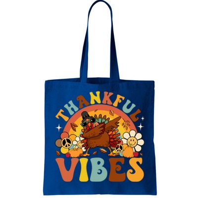 Groovy Thankful Vibes Dabbing Turkey Autumn Thanksgiving Gift Tote Bag