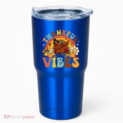 Groovy Thankful Vibes Dabbing Turkey Autumn Thanksgiving Gift Tumbler