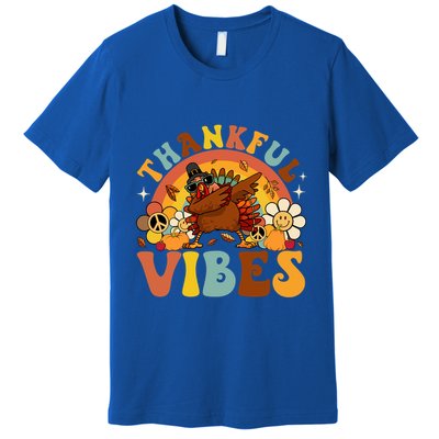 Groovy Thankful Vibes Dabbing Turkey Autumn Thanksgiving Gift Premium T-Shirt