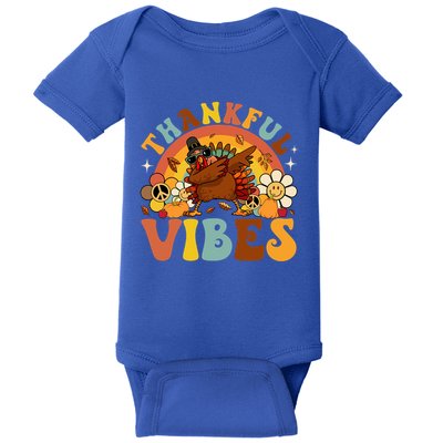 Groovy Thankful Vibes Dabbing Turkey Autumn Thanksgiving Gift Baby Bodysuit