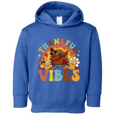 Groovy Thankful Vibes Dabbing Turkey Autumn Thanksgiving Gift Toddler Hoodie