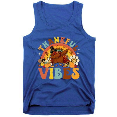 Groovy Thankful Vibes Dabbing Turkey Autumn Thanksgiving Gift Tank Top