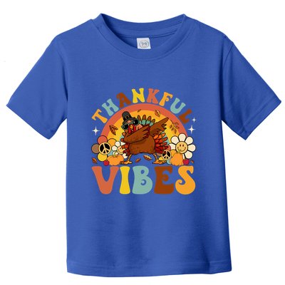Groovy Thankful Vibes Dabbing Turkey Autumn Thanksgiving Gift Toddler T-Shirt