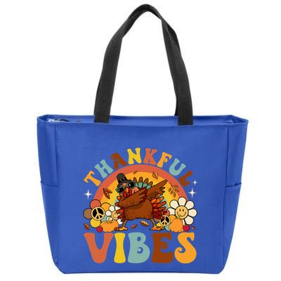 Groovy Thankful Vibes Dabbing Turkey Autumn Thanksgiving Gift Zip Tote Bag