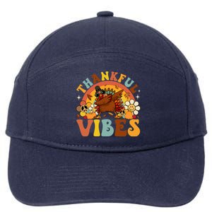 Groovy Thankful Vibes Dabbing Turkey Autumn Thanksgiving Gift 7-Panel Snapback Hat