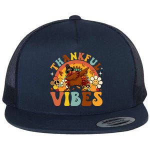 Groovy Thankful Vibes Dabbing Turkey Autumn Thanksgiving Gift Flat Bill Trucker Hat