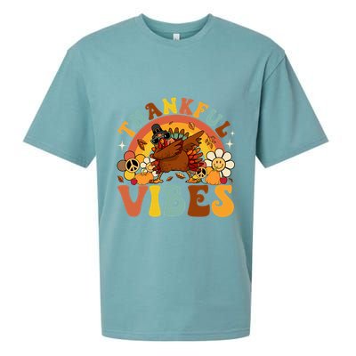 Groovy Thankful Vibes Dabbing Turkey Autumn Thanksgiving Gift Sueded Cloud Jersey T-Shirt