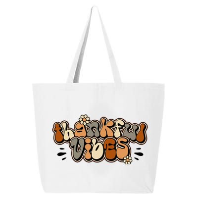 Groovy Thankful Vibes Vintage Thankful Grateful Blessed Gift 25L Jumbo Tote