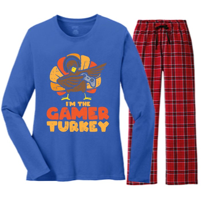 Gamer Turkey Video Games Gaming Thanksgiving Gift Women's Long Sleeve Flannel Pajama Set 