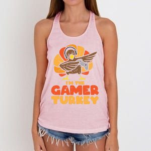 Gamer Turkey Video Games Gaming Thanksgiving Gift Women's Knotted Racerback Tank