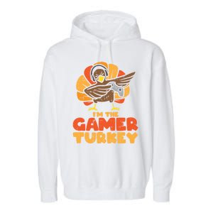 Gamer Turkey Video Games Gaming Thanksgiving Gift Garment-Dyed Fleece Hoodie