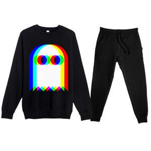 Ghost Trippy Vaporwave Halloween Techno Rave EDM Music Party Premium Crewneck Sweatsuit Set