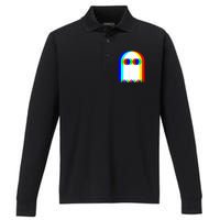 Ghost Trippy Vaporwave Halloween Techno Rave EDM Music Party Performance Long Sleeve Polo