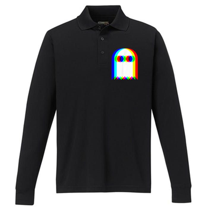 Ghost Trippy Vaporwave Halloween Techno Rave EDM Music Party Performance Long Sleeve Polo