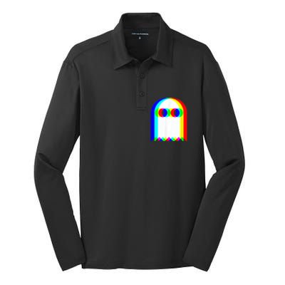 Ghost Trippy Vaporwave Halloween Techno Rave EDM Music Party Silk Touch Performance Long Sleeve Polo