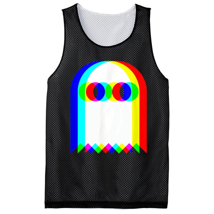 Ghost Trippy Vaporwave Halloween Techno Rave EDM Music Party Mesh Reversible Basketball Jersey Tank