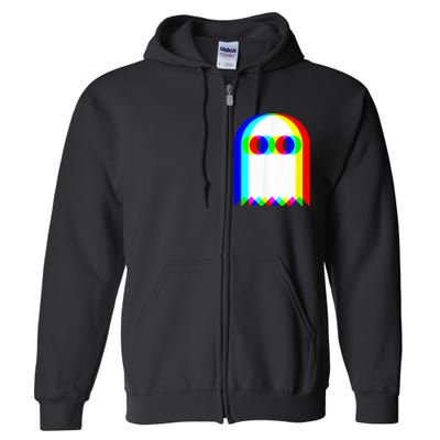 Ghost Trippy Vaporwave Halloween Techno Rave EDM Music Party Full Zip Hoodie