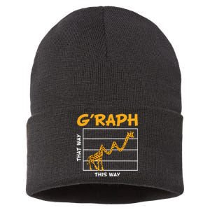 GRaph This Way That Way Wildlife Funny Math Teacher Giraffe Sustainable Knit Beanie