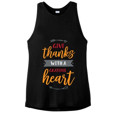 Give Thanks With A Grateful Heart Ladies PosiCharge Tri-Blend Wicking Tank