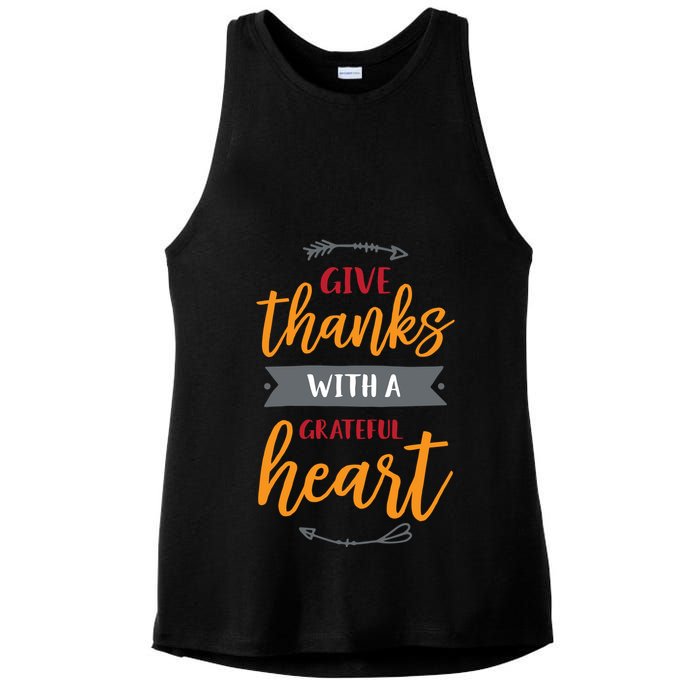 Give Thanks With A Grateful Heart Ladies PosiCharge Tri-Blend Wicking Tank