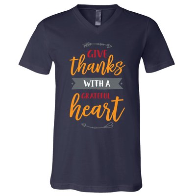 Give Thanks With A Grateful Heart V-Neck T-Shirt