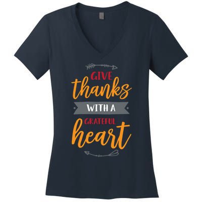 Give Thanks With A Grateful Heart Women's V-Neck T-Shirt