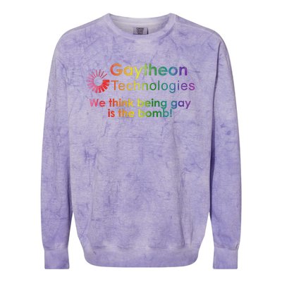 Gaytheon Technologies We Think Being Is The Bomb Colorblast Crewneck Sweatshirt