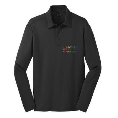 Gaytheon Technologies We Think Being Is The Bomb Silk Touch Performance Long Sleeve Polo