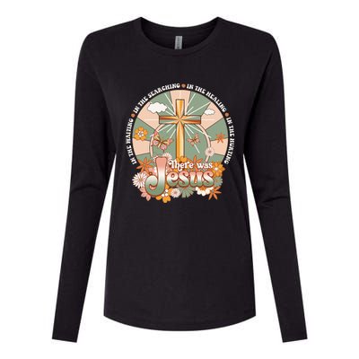 Groovy There Was Jesus Cross Christian Religious Hippie Womens Cotton Relaxed Long Sleeve T-Shirt