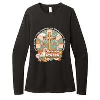 Groovy There Was Jesus Cross Christian Religious Hippie Womens CVC Long Sleeve Shirt