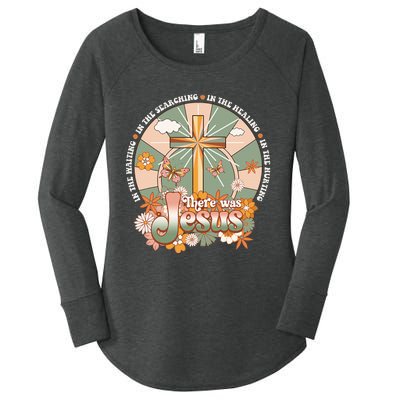 Groovy There Was Jesus Cross Christian Religious Hippie Women's Perfect Tri Tunic Long Sleeve Shirt