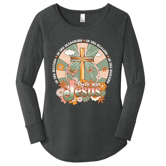 Groovy There Was Jesus Cross Christian Religious Hippie Women's Perfect Tri Tunic Long Sleeve Shirt