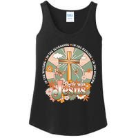 Groovy There Was Jesus Cross Christian Religious Hippie Ladies Essential Tank