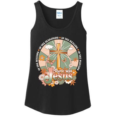 Groovy There Was Jesus Cross Christian Religious Hippie Ladies Essential Tank