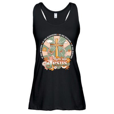 Groovy There Was Jesus Cross Christian Religious Hippie Ladies Essential Flowy Tank