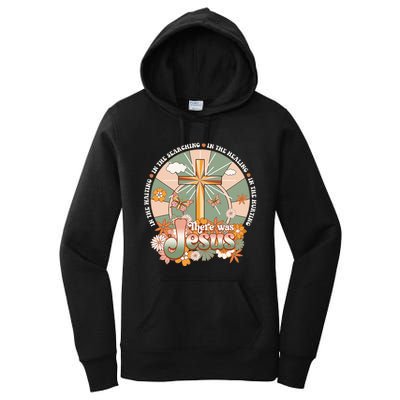 Groovy There Was Jesus Cross Christian Religious Hippie Women's Pullover Hoodie