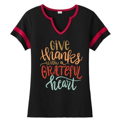 Give Thanks With A Grateful Heart Ladies Halftime Notch Neck Tee