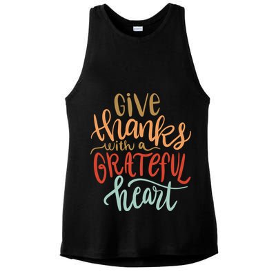 Give Thanks With A Grateful Heart Ladies PosiCharge Tri-Blend Wicking Tank