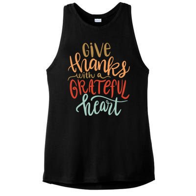 Give Thanks With A Grateful Heart Ladies PosiCharge Tri-Blend Wicking Tank