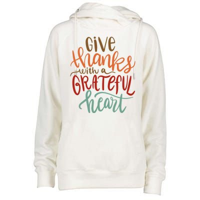 Give Thanks With A Grateful Heart Womens Funnel Neck Pullover Hood