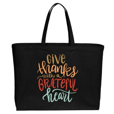 Give Thanks With A Grateful Heart Cotton Canvas Jumbo Tote