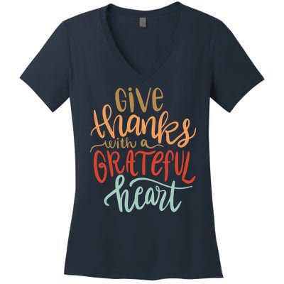 Give Thanks With A Grateful Heart Women's V-Neck T-Shirt