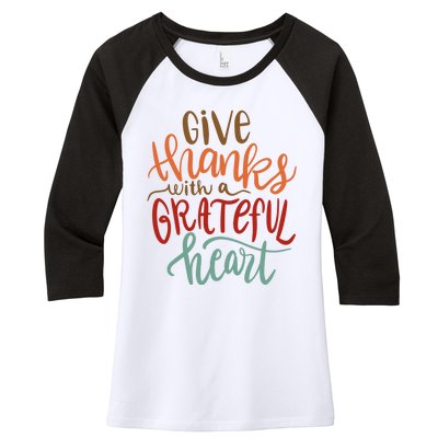 Give Thanks With A Grateful Heart Women's Tri-Blend 3/4-Sleeve Raglan Shirt