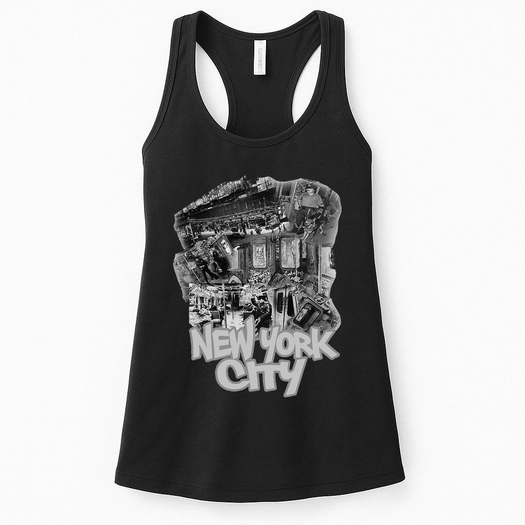 Graffiti Train With Vintage Police New York City Womens Tank Top
